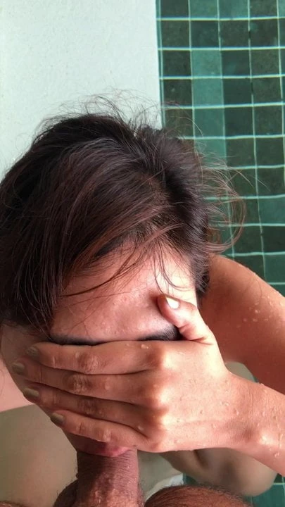 Blowjob by the pool on holiday