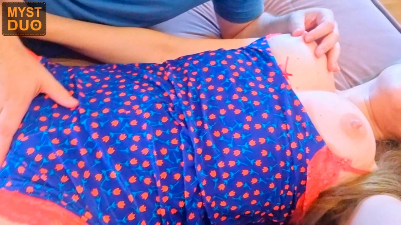 Playing with her nipple until she cums