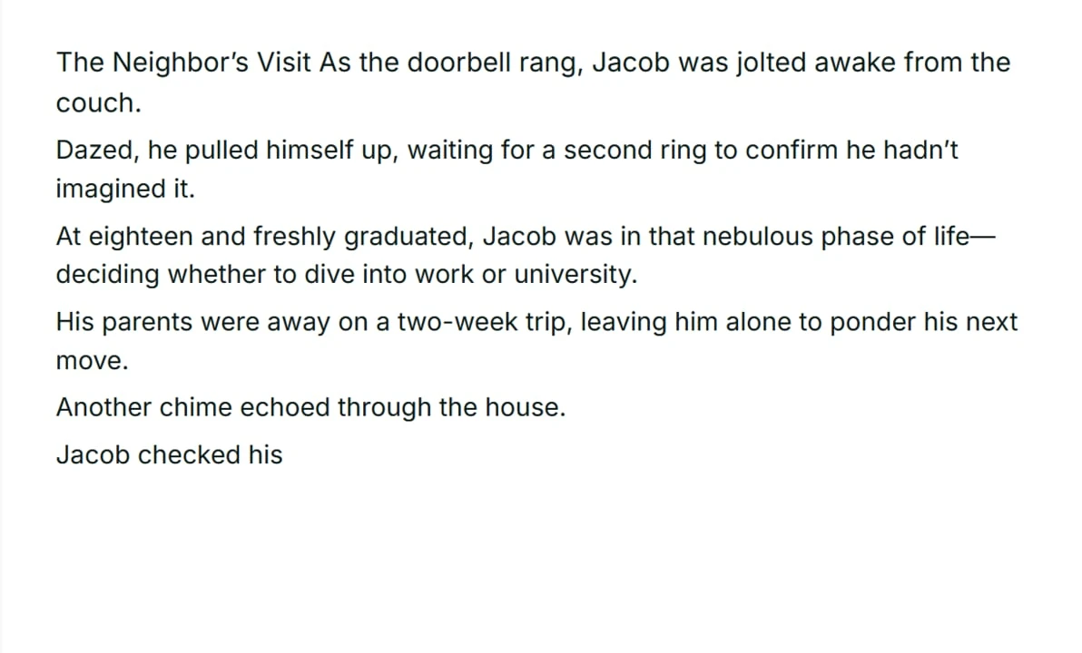 The Neighbor’s Visit as the doorbell rang, Jacob was jolted awake from the couch