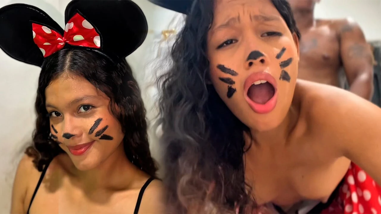 Minnie Mouse wanted to eat cheese but ended up eating a cock with her pussy fucked on halloween