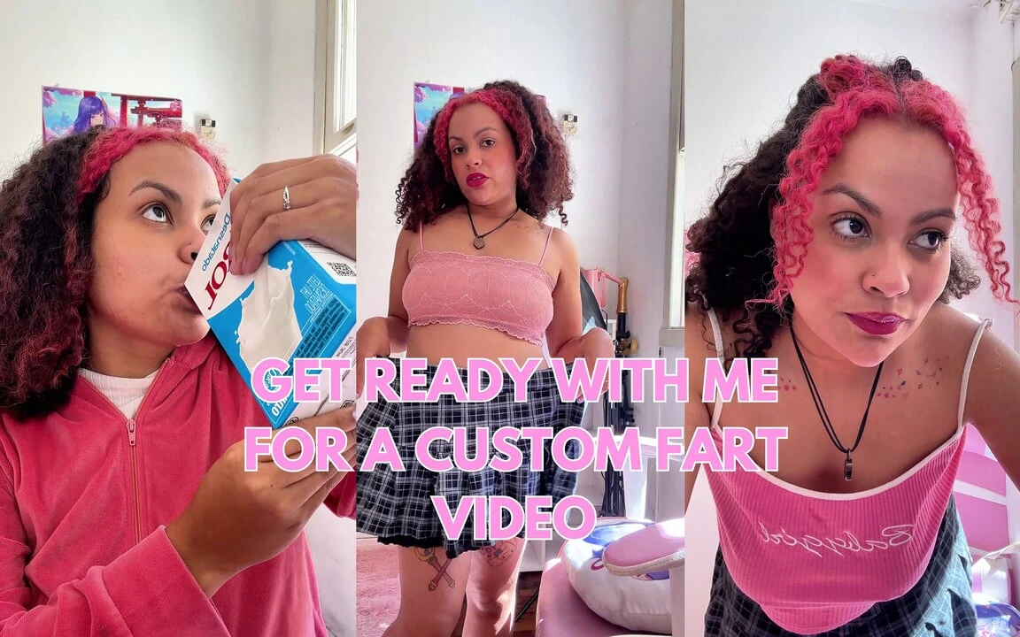 Get Ready with Me for a Custom Fart Fetish Video Drinking Milk and Getting Super Gassy