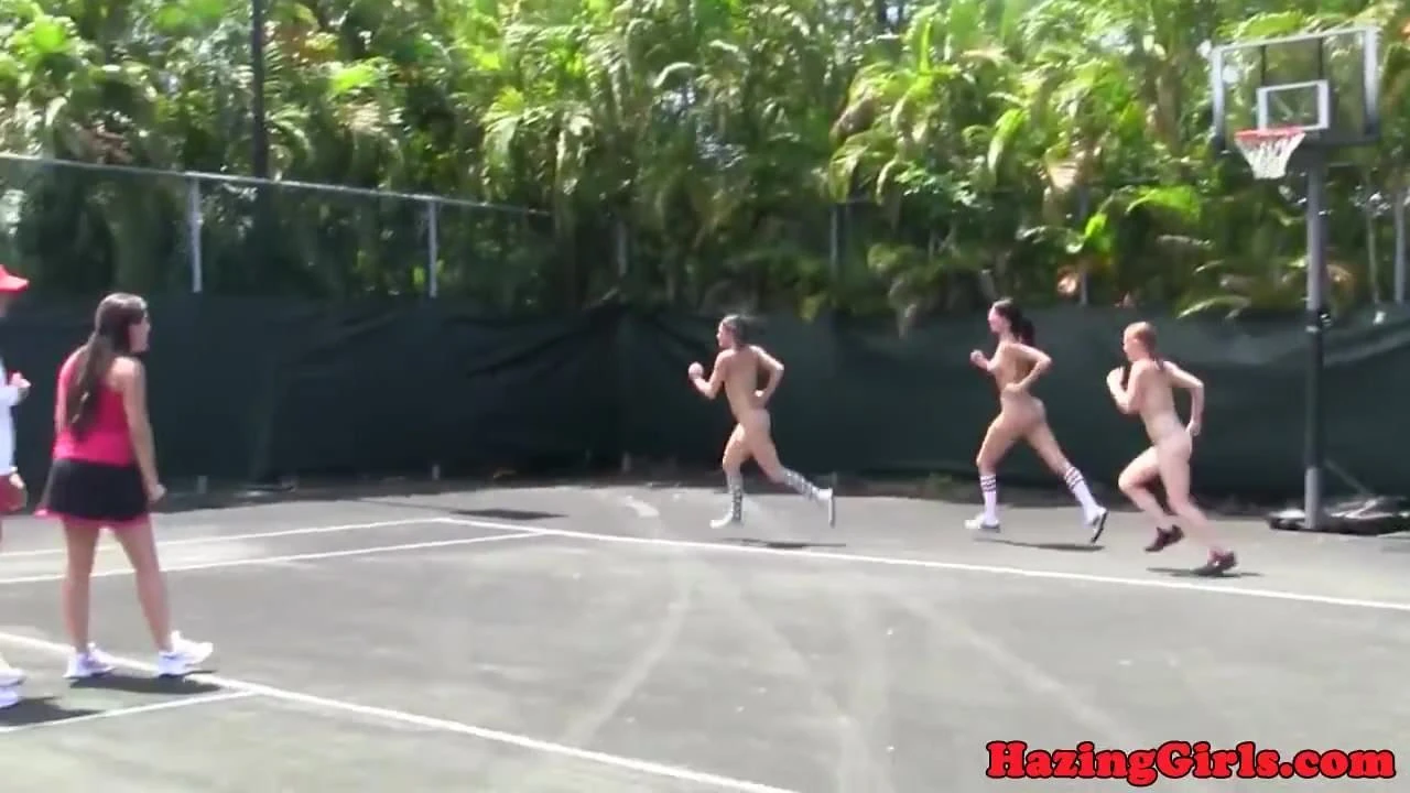 Hazing sorority dildoing cute teens outdoors