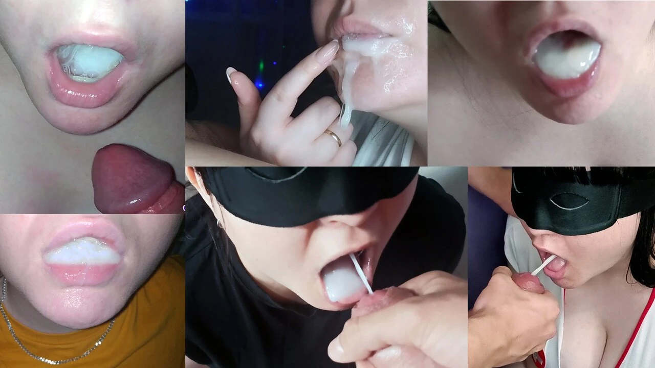 Cum swallow compilation – she real amateur cumslut