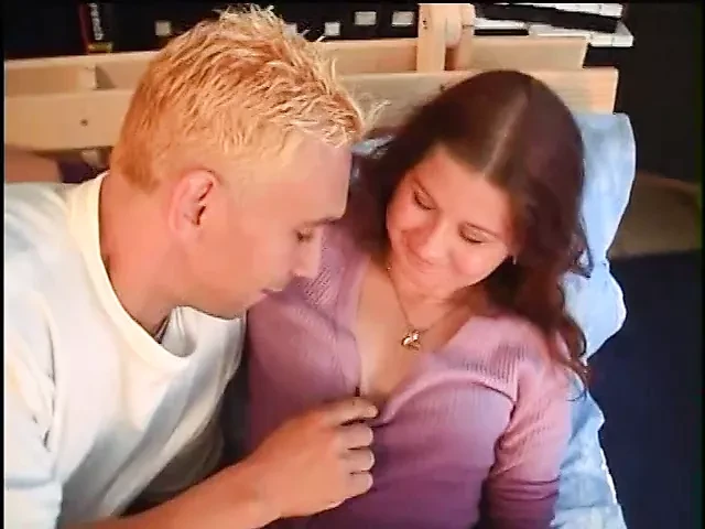 Redhead college girl gives horny dude a sensual blowjob