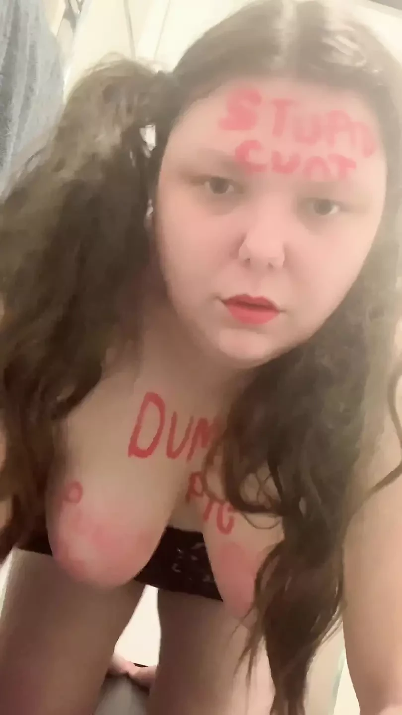Young fat teen pig shaking tits humiliation