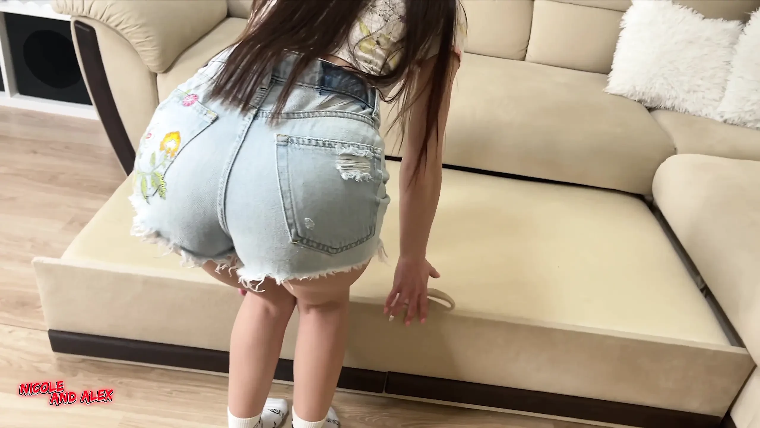 The wife is cheating with a neighbor while the husband is on a business trip. Fucked a whore and cum in her mouth