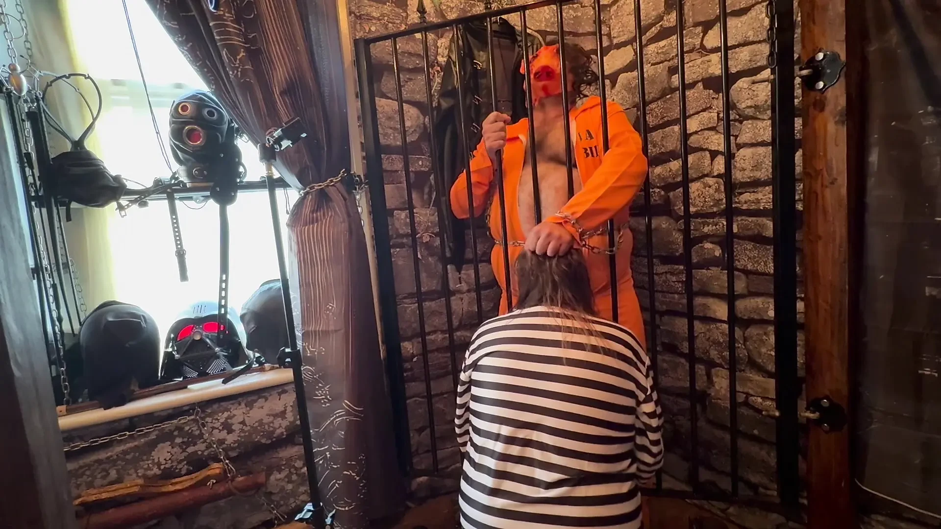 Mr Swine Cock makes a female inmate suck his cock!