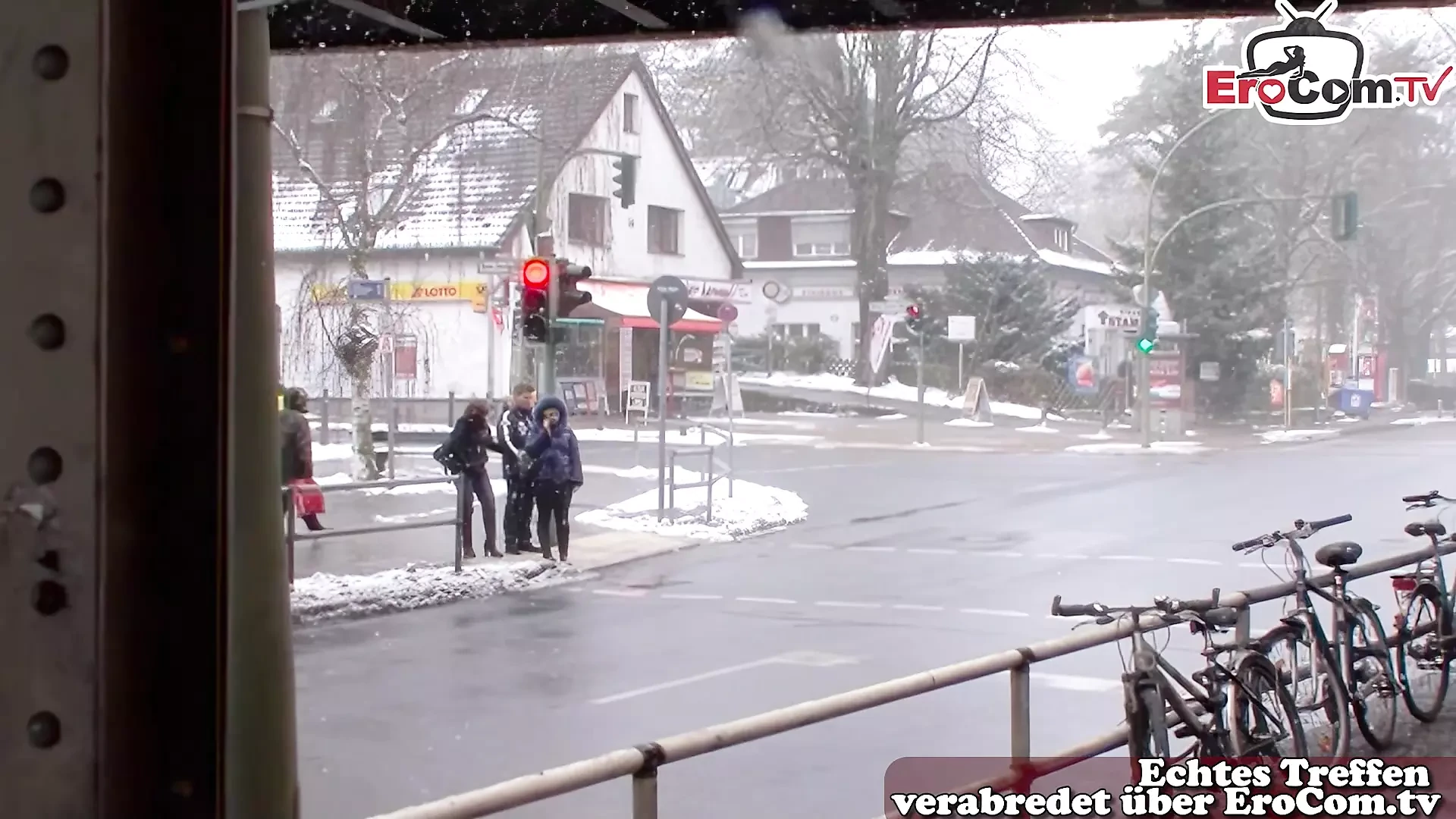 German couple casting on the street in Berlin