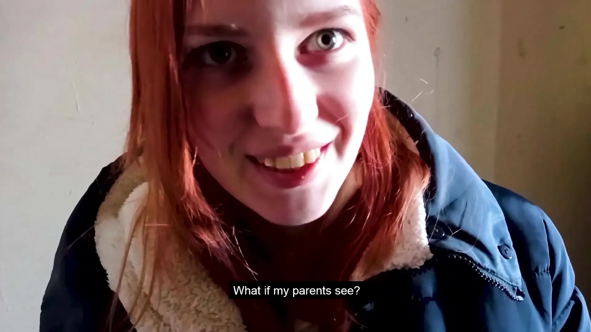 Fucked me in the stairwell while parents are at home – Swallowed Sperm – POV