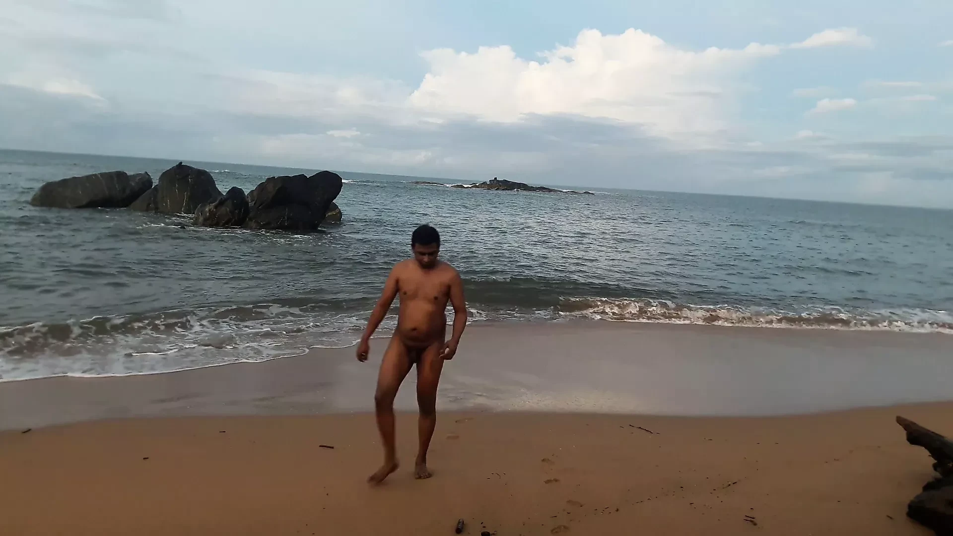 Indian twink nude in public on the beach