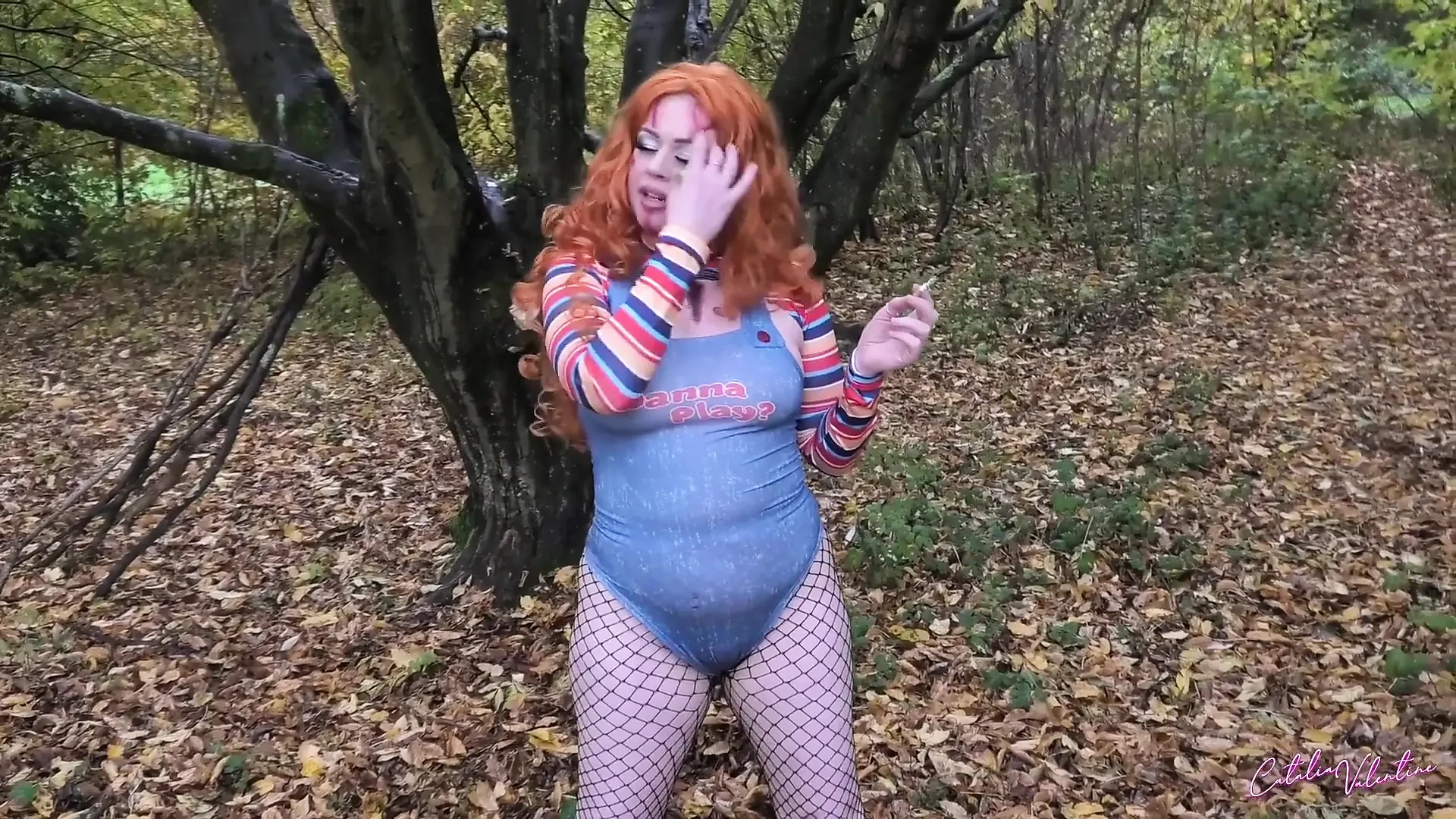 Catalia Smoking Dressed up in Cosplay