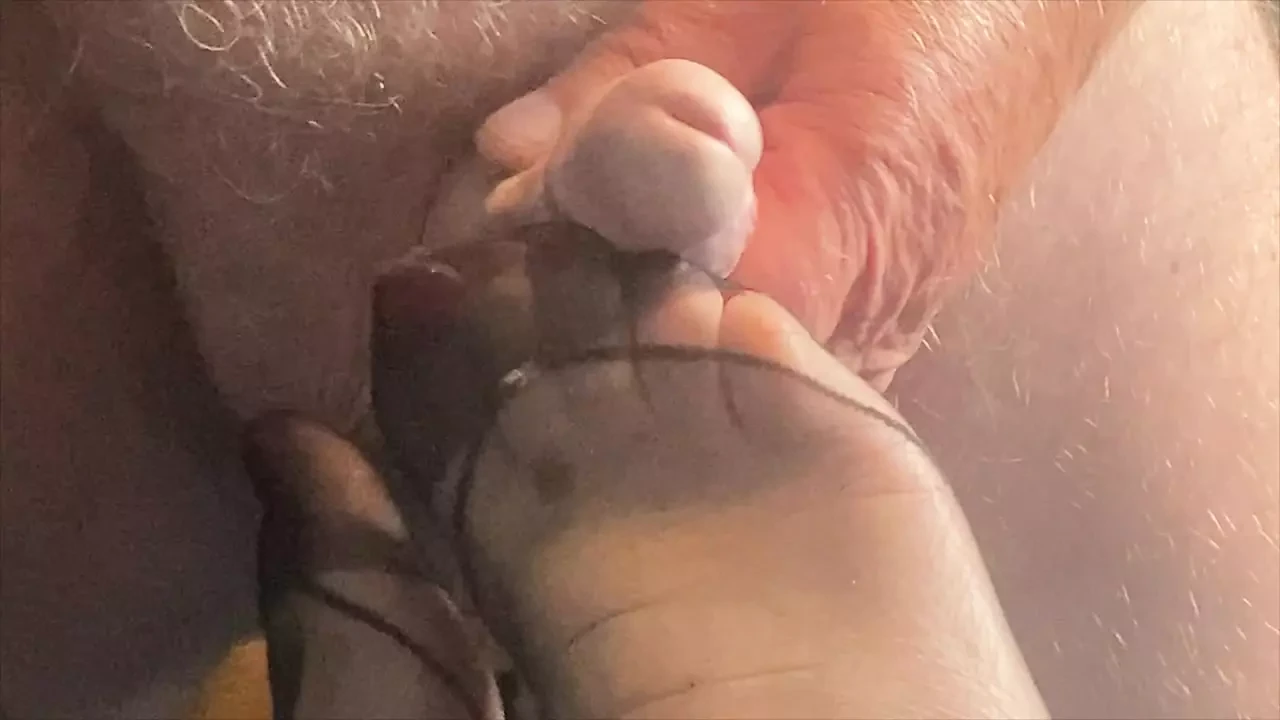 Mrs Mature Feet getting special cream on her FF Nylons