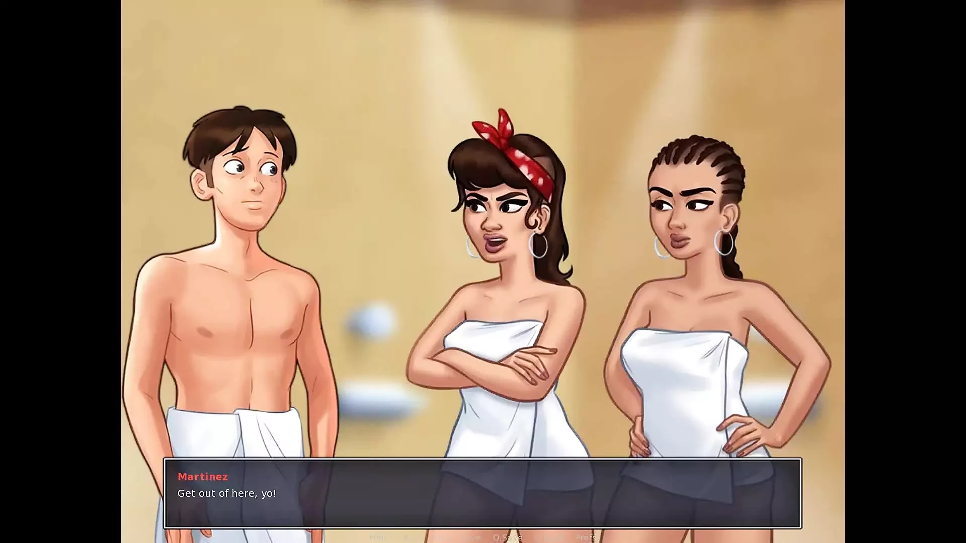 Summertime Saga. guy is watching hot milf taking a bath before going to college ep.28.