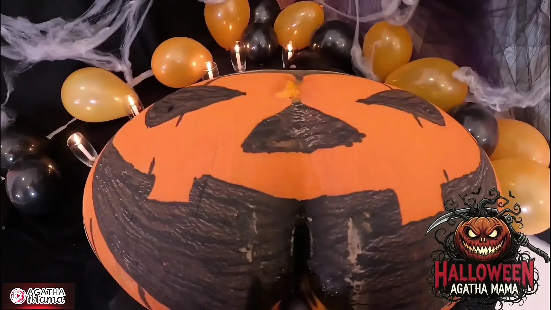 Agatha Mama on a BBC Fucking a Brazilian MILF’s Halloween Jack O’lantern