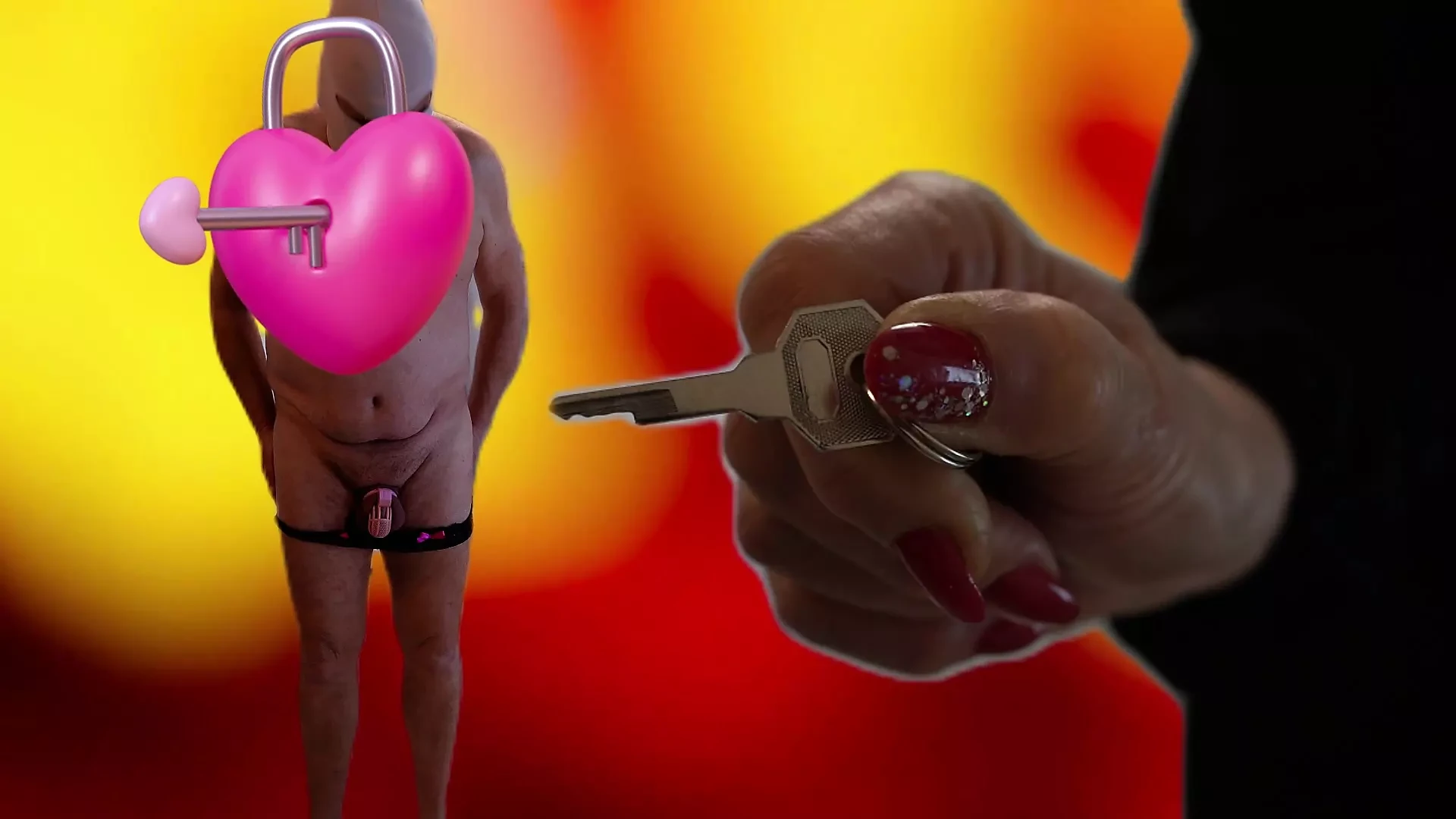 My husband in a chastity cage goes crazy