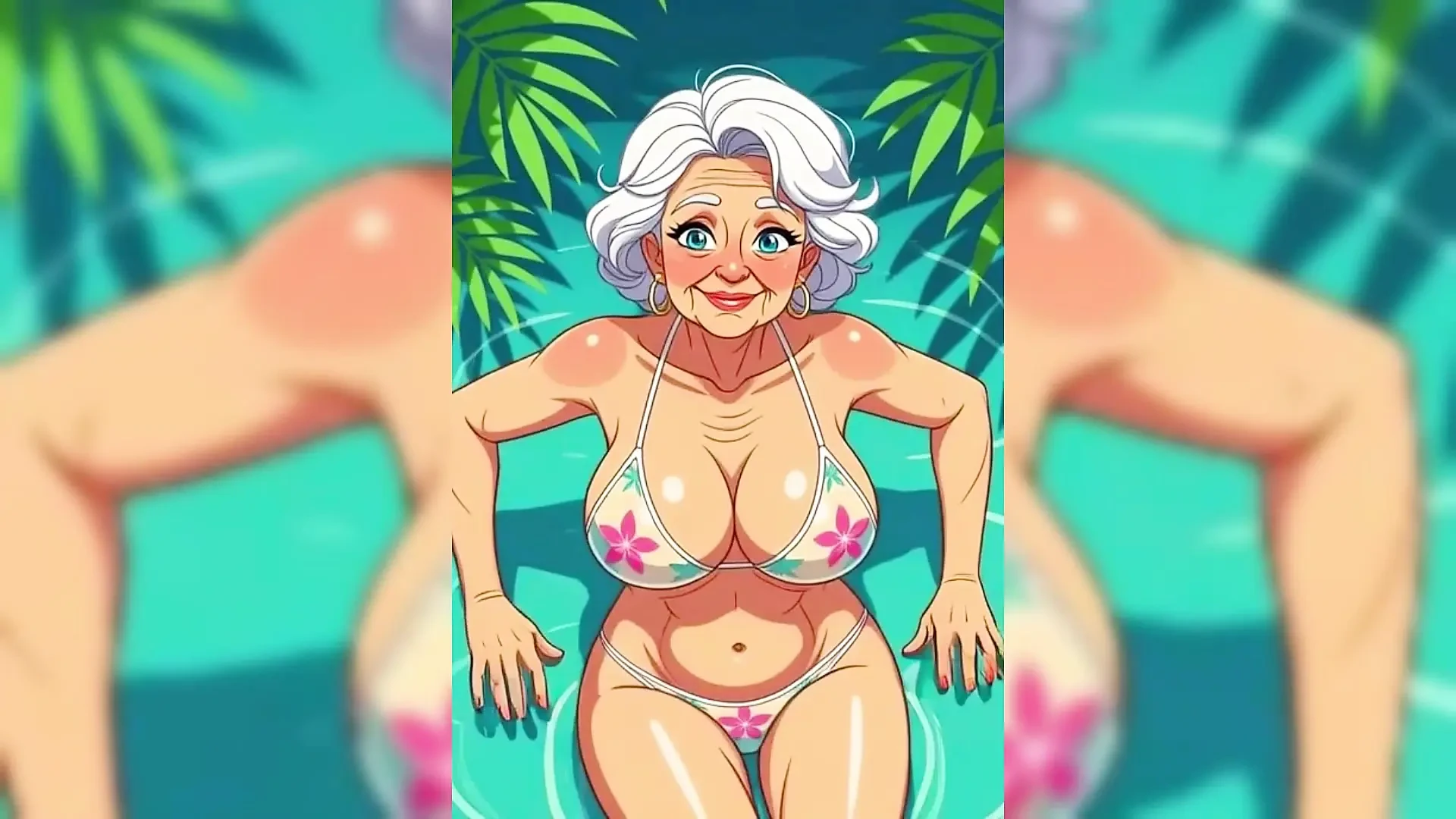 Flirty Animated Grandma in Bikini