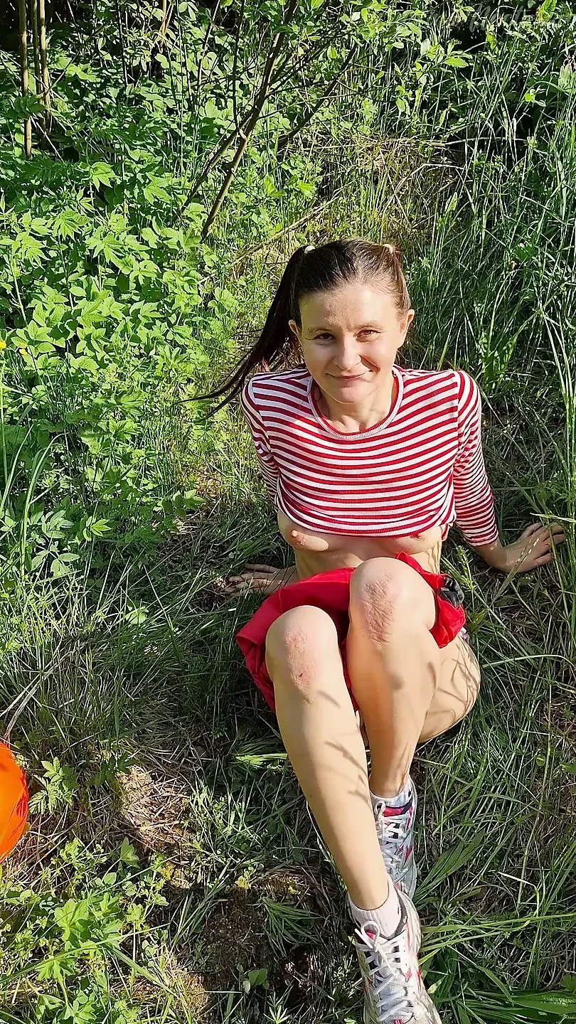 Fucked the wet girl in her little slobbery mouth in a hot summer day