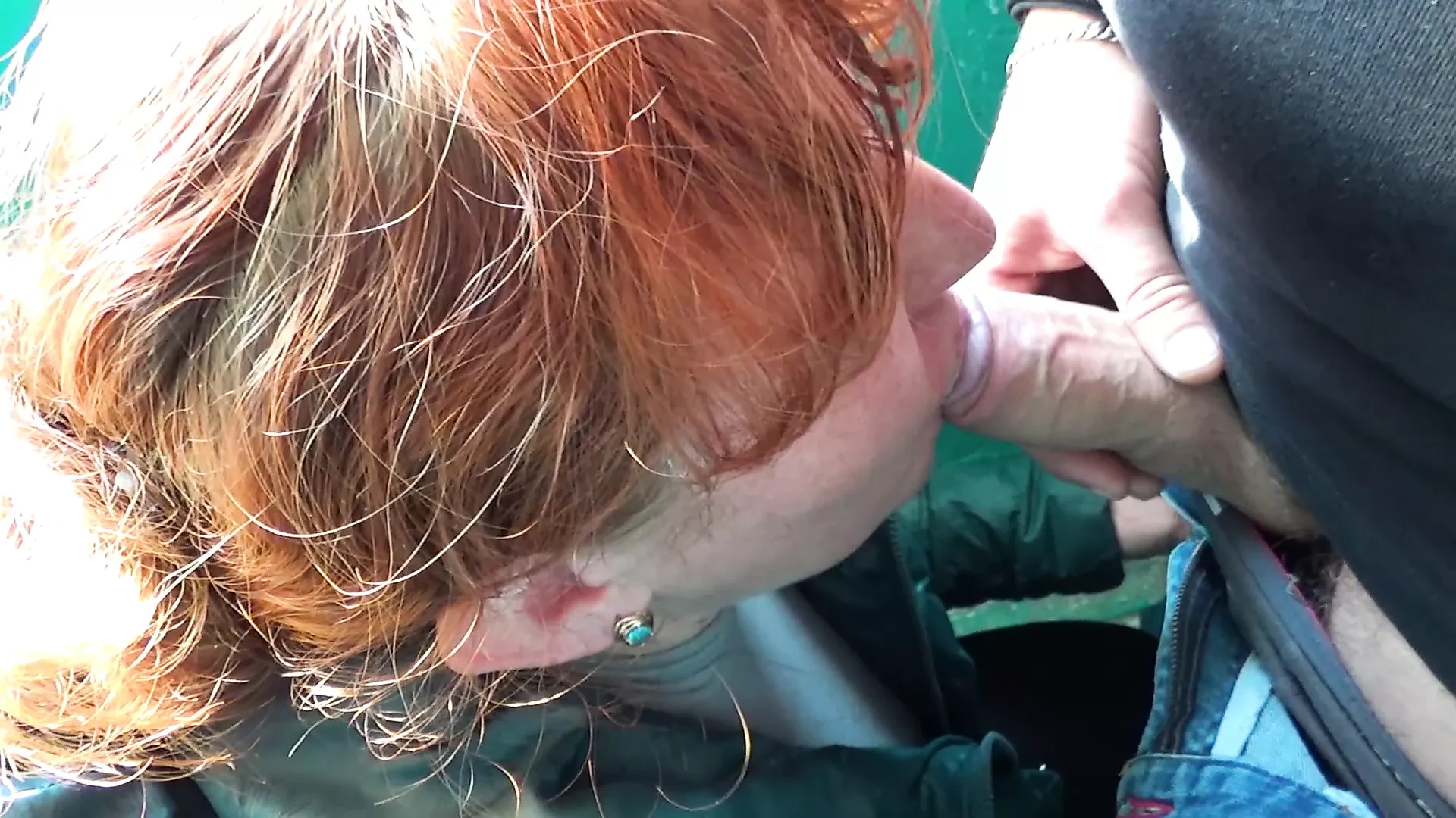 MILF Slut Sucks Her Stepson on Public Stairs