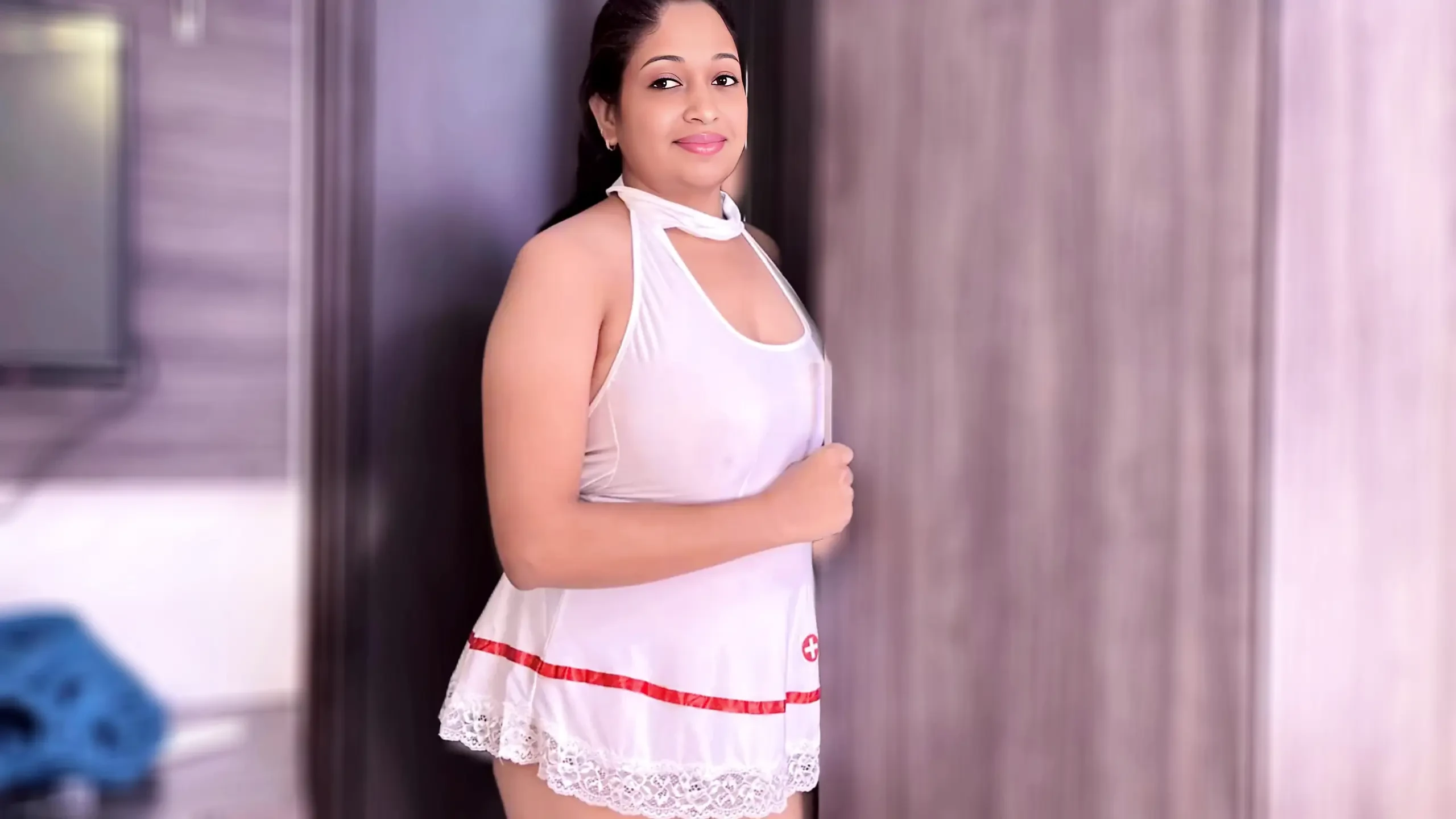 Hot Desi Girl in Nurse Costume tight pussy fuked, Indian husband-wife xxx romance Hindi Sex Video