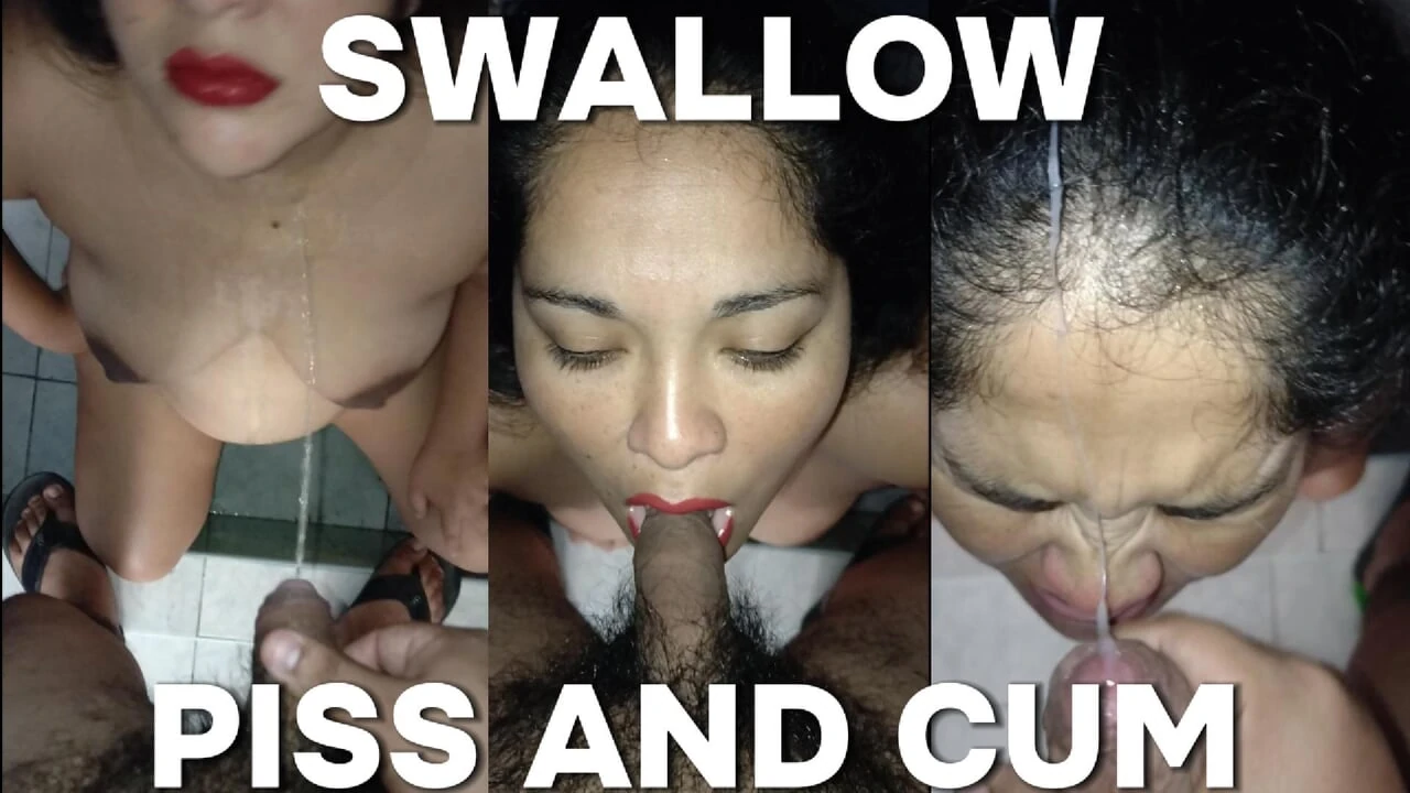 My husband pisses in my mouth and makes me swallow his cum in the bathroom
