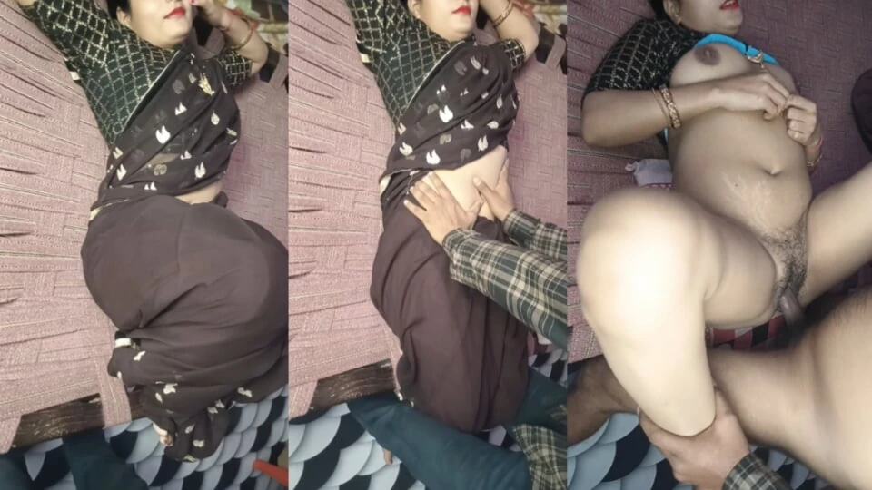 Beautiful sister-in-law in black saree was fucked by her neighbour’s brother-in-law.