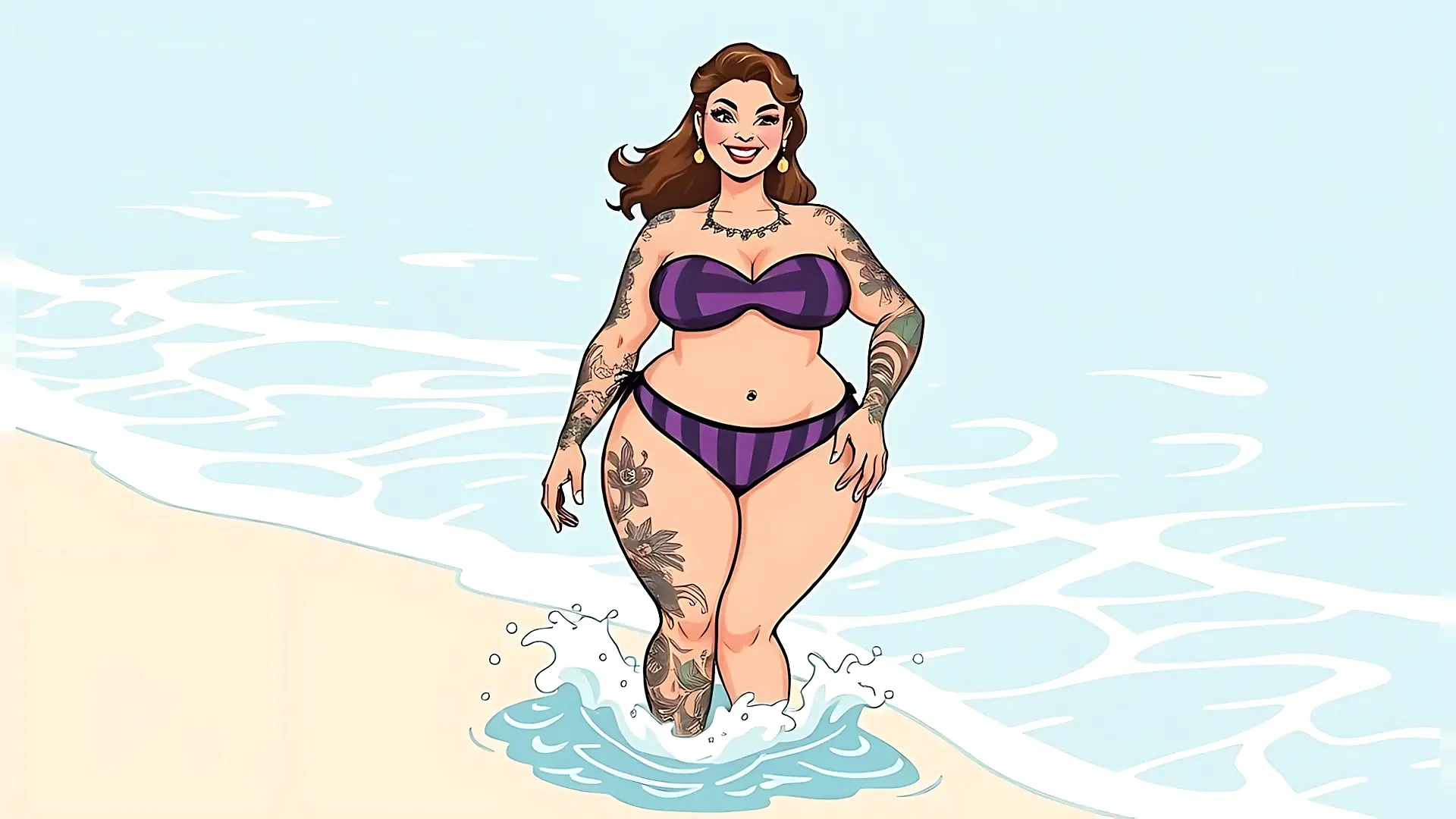 Ai Tattoo Art Curvy Bikini Women