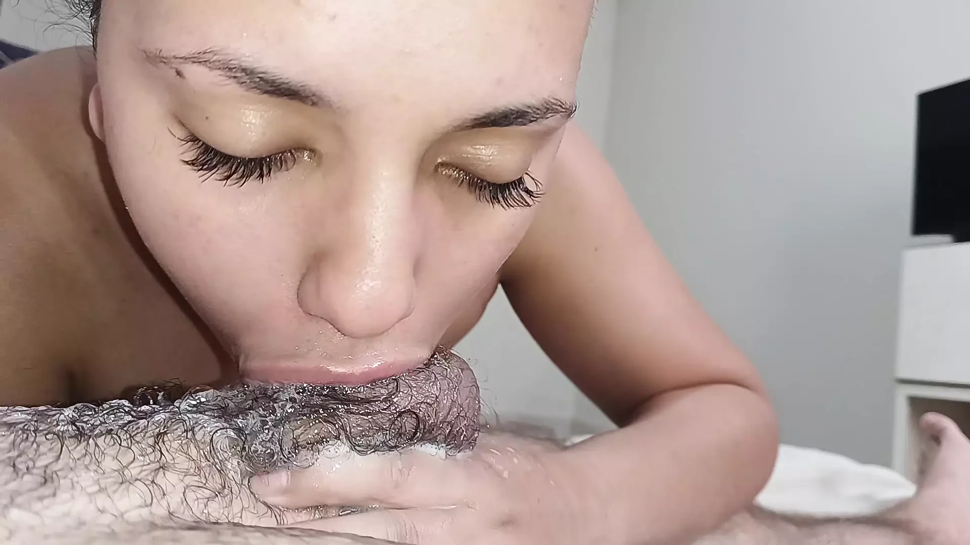 EXTREME BABO, naughty girl masturbates a dick with a lot of spit, playing with all her babe