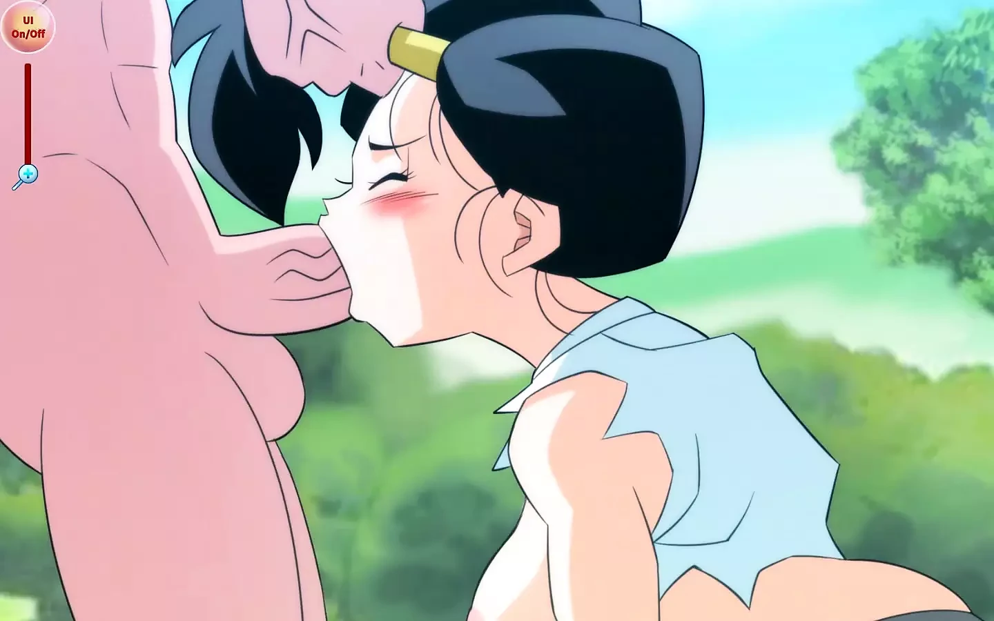 Videl gulps on a big cock deep in her throat – Kame Paradise 3