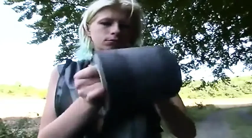 Cute blonde tied up and brought out for a walk